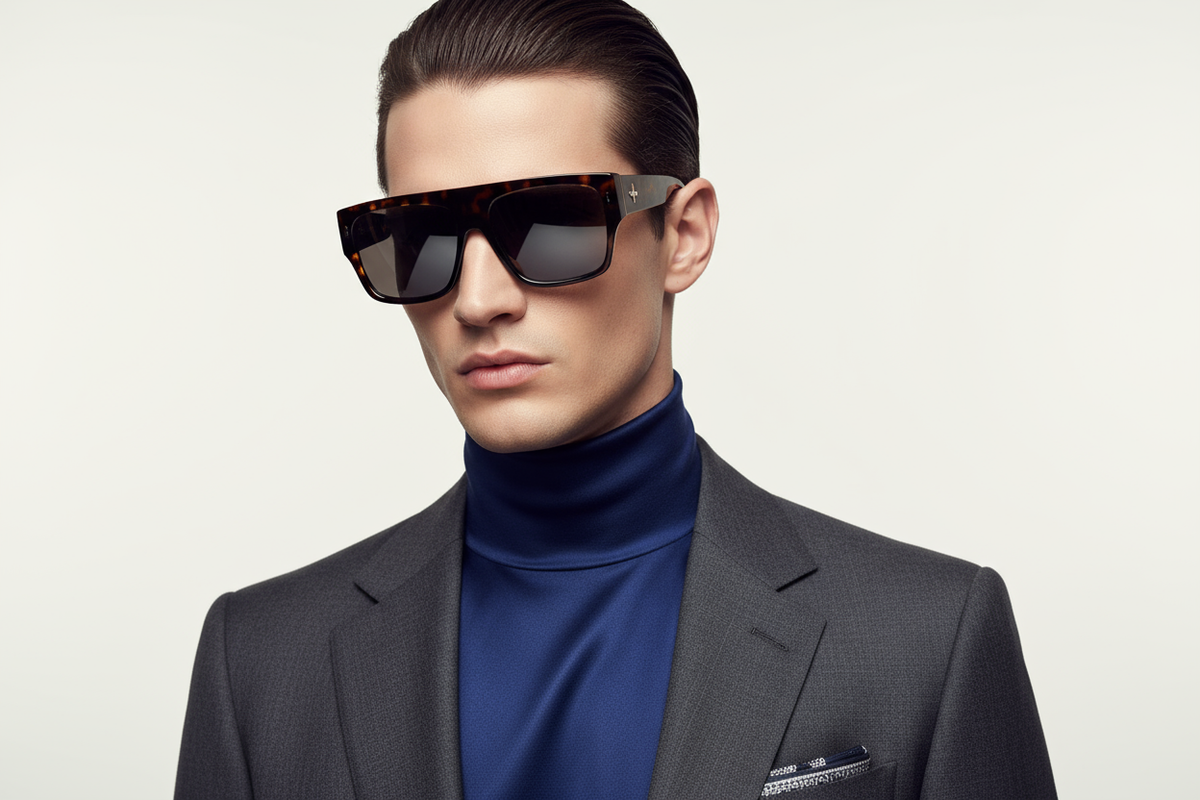 man portrait with sunglasses representing sunglasses fashion